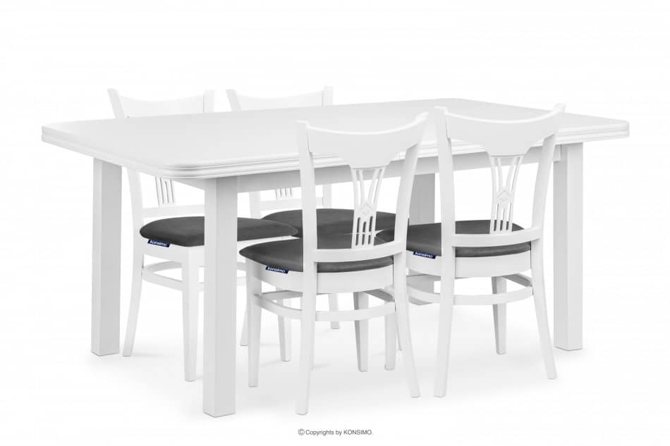 COSPE Duży stół do salonu rozkładany 160 cm biały biały - zdjęcie 10