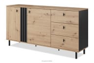 Komoda dąb artisan z czarnymi lamelami
