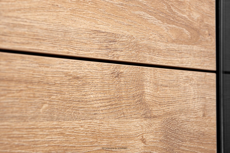 LOFTY Witryna dwudrzwiowa na wysokich nogach w stylu loft czarny/dąb naturalny - zdjęcie 15