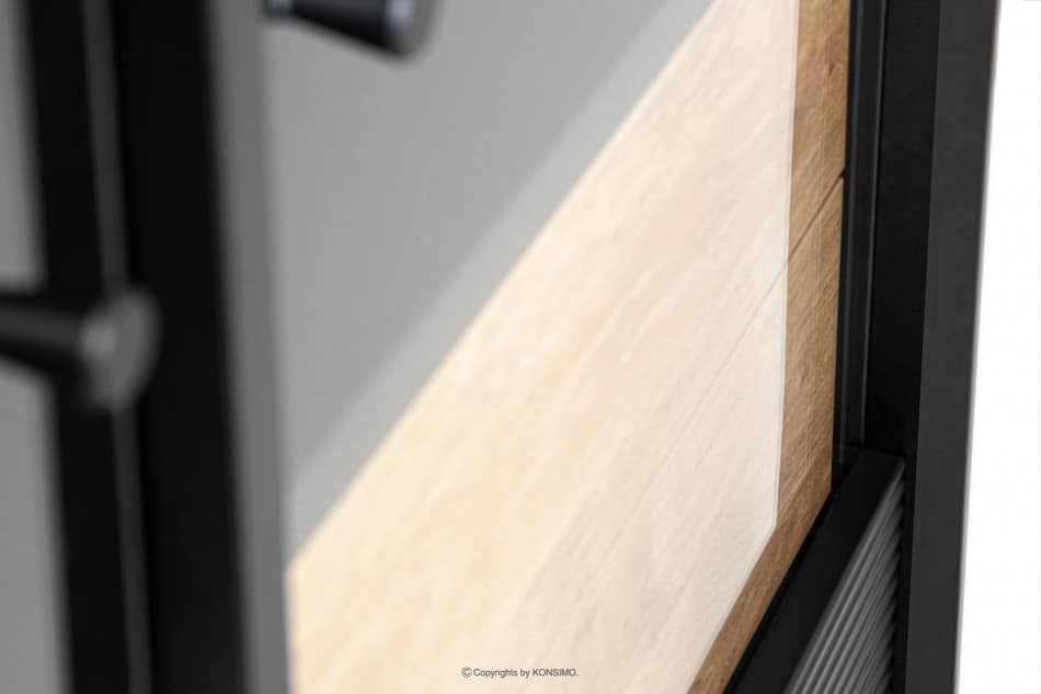 LOFTY Dwudrzwiowa witryna w stylu loft na wysokich nogach czarny/dąb naturalny - zdjęcie 16