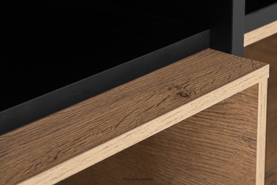 LOFTY Loftowa dwudrzwiowa witryna na drewnianych nogach czarny/dąb naturalny - zdjęcie 26