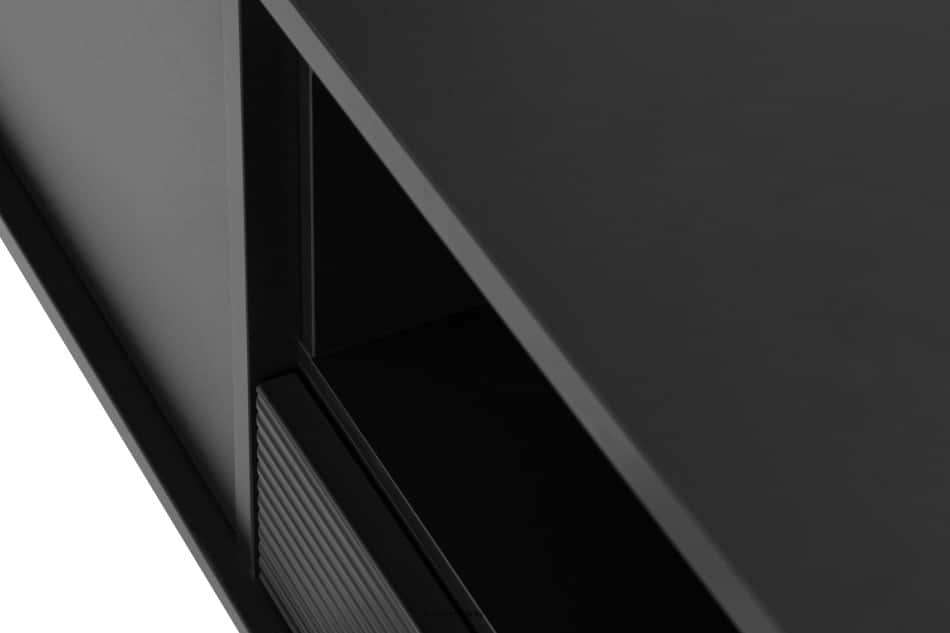 LOFTY Czarna szafka RTV w stylu loft z ryflowaniem czarny/dąb naturalny - zdjęcie 10