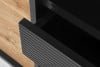LOFTY Czarna szafka RTV w stylu loft z ryflowaniem czarny/dąb naturalny - zdjęcie 15
