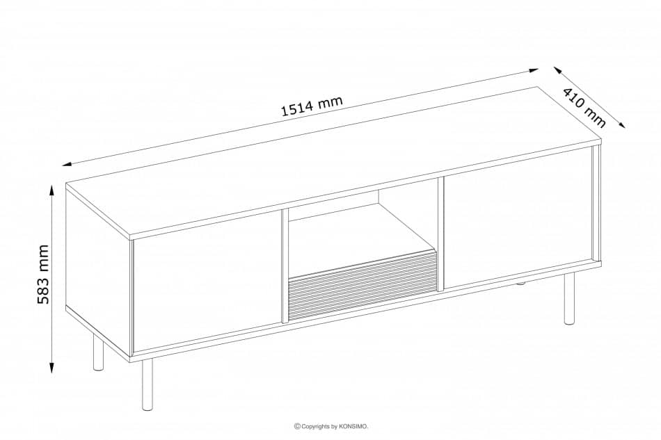 LOFTY Szafka RTV w stylu loft z półkami czarna czarny/dąb naturalny - zdjęcie 29