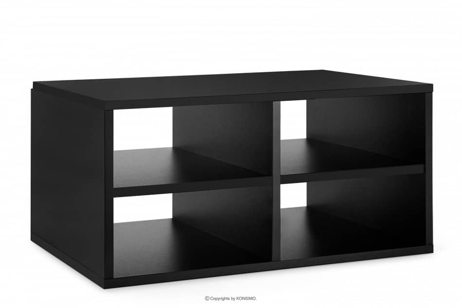 LOFTY Szeroka szafka RTV w stylu loft z półkami czarna czarny/dąb naturalny - zdjęcie 27