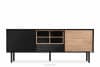 LOFTY Szeroka szafka RTV w stylu loft z półkami czarny/dąb naturalny - zdjęcie 1