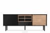 LOFTY Szeroka szafka RTV w stylu loft z półkami czarny/dąb naturalny - zdjęcie 4