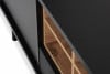 LOFTY Szeroka szafka RTV w stylu loft z półkami czarny/dąb naturalny - zdjęcie 11