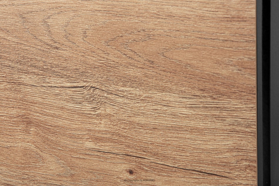 LOFTY Komoda na drewnianych nóżkach w stylu loft czarny/dąb naturalny - zdjęcie 12