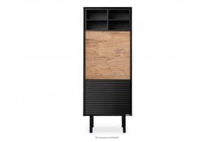 LOFTY, https://konsimo.pl/kolekcja/lofty/ Regał w stylu loft z półkami czarny/dąb naturalny - zdjęcie