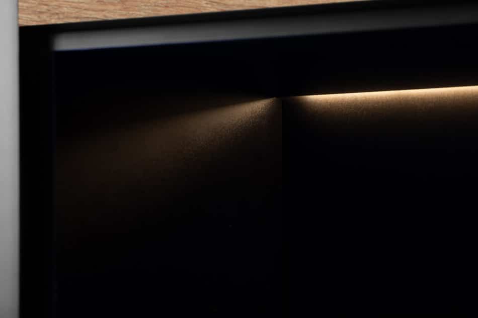 LOFTY Wysoki regał w stylu loft z ryflowaniem czarny/dąb naturalny - zdjęcie 19