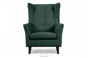 SALIS, https://konsimo.pl/kolekcja/salis/ Wygodny fotel uszak ciemnozielony na nóżkach ciemny zielony - zdjęcie