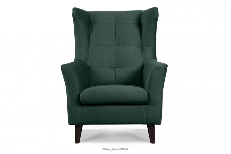 SALIS Wygodny fotel uszak ciemnozielony na nóżkach ciemny zielony - zdjęcie 0