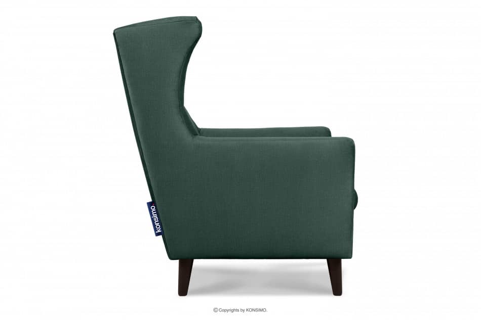 SALIS Wygodny fotel uszak ciemnozielony na nóżkach ciemny zielony - zdjęcie 4