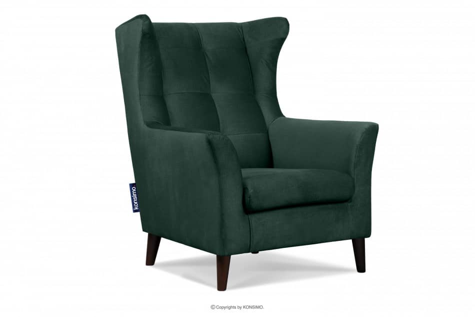 SALIS Wygodny fotel uszak ciemnozielony na nóżkach ciemny zielony - zdjęcie 2