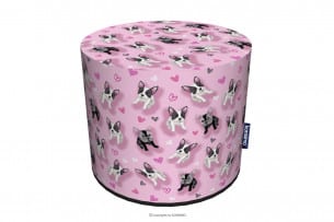 RASIL, https://konsimo.pl/kolekcja/rasil/ Różowa pufa dla dziewczynki w pieski różowy/biały/szary - zdjęcie