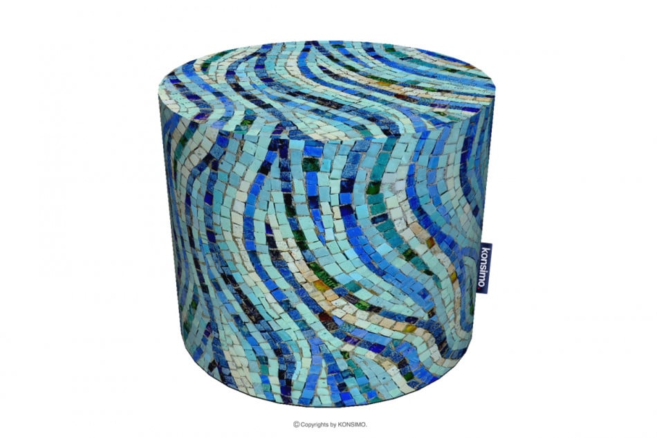 RASIL Niebieska pufa mozaika wodoodporna niebieski/granatowy - zdjęcie