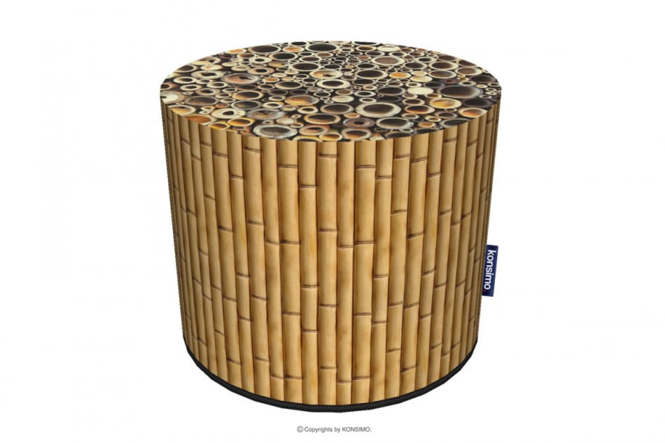 RASIL Pufa wzór bambusa jasny brązowy - zdjęcie