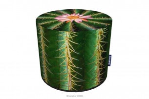 RASIL, https://konsimo.pl/kolekcja/rasil/ Pufa okrągła kaktus wodoodporna zielony/różowy - zdjęcie