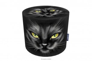 RASIL, https://konsimo.pl/kolekcja/rasil/ Czarny puf ogrągły kot czarny/żółty - zdjęcie