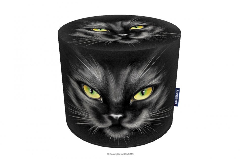 RASIL Czarny puf ogrągły kot czarny/żółty - zdjęcie
