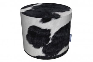 RASIL, https://konsimo.pl/kolekcja/rasil/ Okrągły puf w biało-czarne łaty biały/czarny - zdjęcie