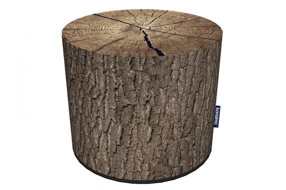 RASIL Okrągły puf drewniany pień ciemny brąz - zdjęcie