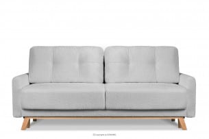 VISNA, https://konsimo.pl/kolekcja/visna/ Skandynawska sofa w tkaninie baranek jasnoszara 220x79x95 cm - zdjęcie