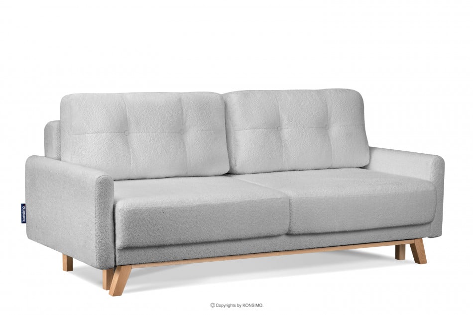 VISNA Skandynawska sofa w tkaninie baranek jasnoszara 220x79x95 cm - zdjęcie 2