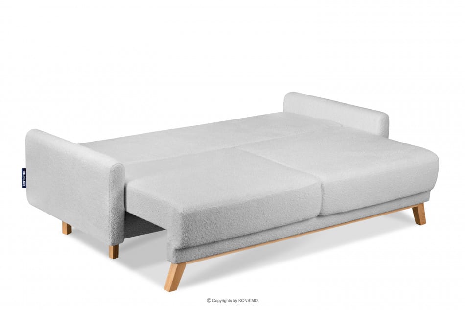 VISNA Skandynawska sofa w tkaninie baranek jasnoszara 220x79x95 cm - zdjęcie 4