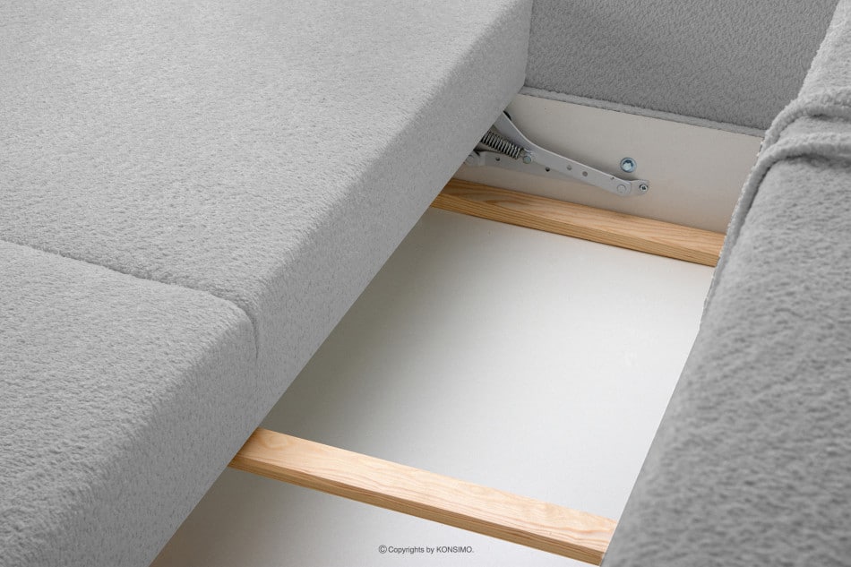 VISNA Skandynawska sofa w tkaninie baranek jasnoszara 220x79x95 cm - zdjęcie 8