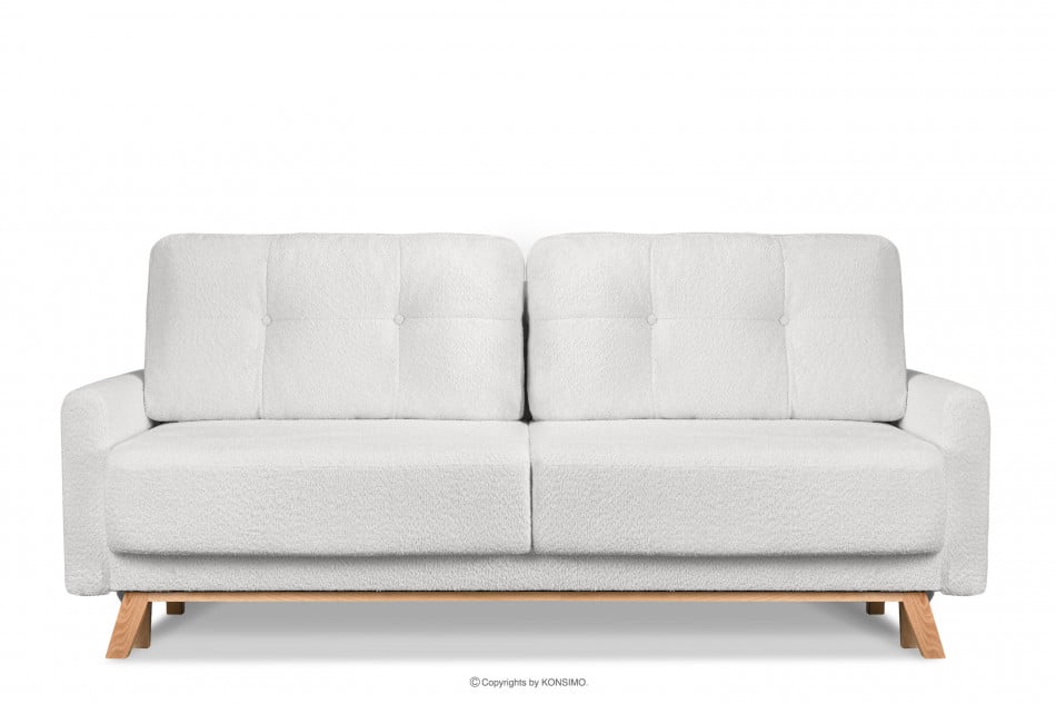 VISNA Skandynawska sofa w tkaninie baranek kremowa 220x79x95 cm - zdjęcie 0