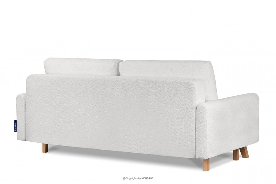 VISNA Skandynawska sofa w tkaninie baranek kremowa 220x79x95 cm - zdjęcie 3