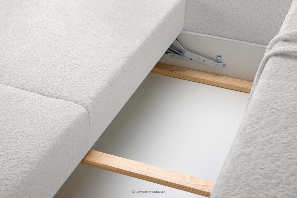 VISNA Skandynawska sofa w tkaninie baranek kremowa 220x79x95 cm - zdjęcie 7