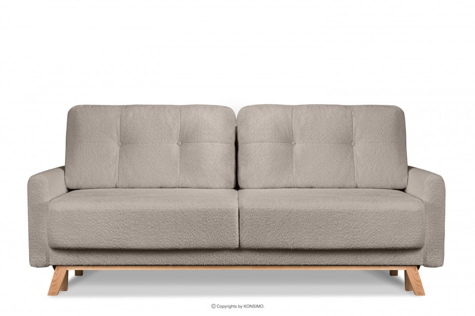 VISNA Skandynawska sofa w tkaninie baranek jasnobeżowa 220x79x95 cm - zdjęcie 0