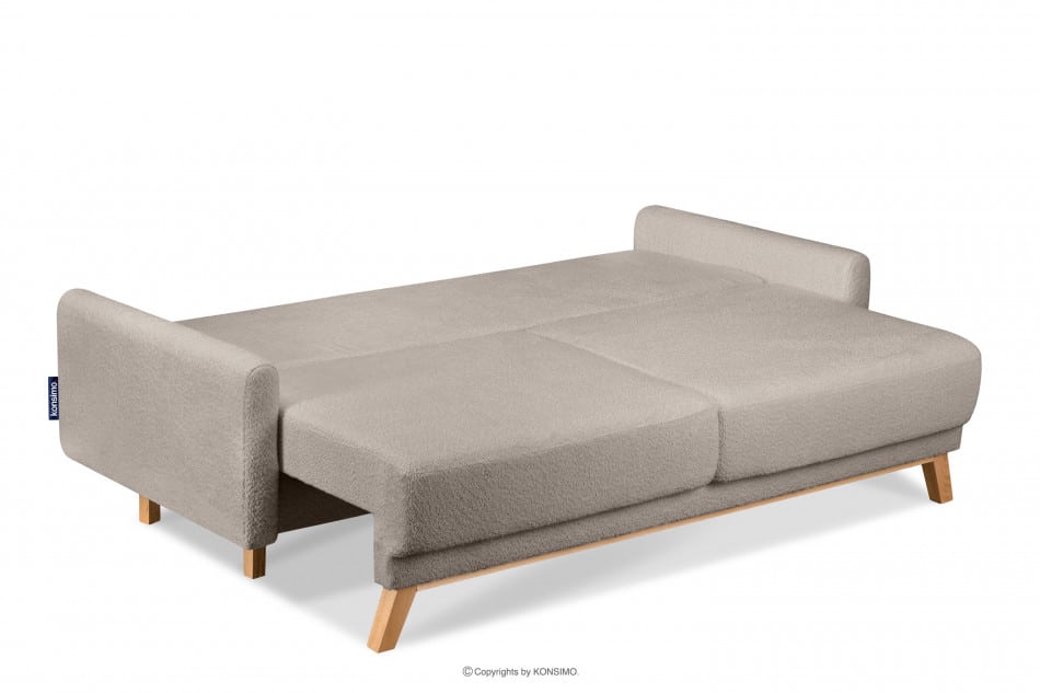 VISNA Skandynawska sofa w tkaninie baranek jasnobeżowa 220x79x95 cm - zdjęcie 4