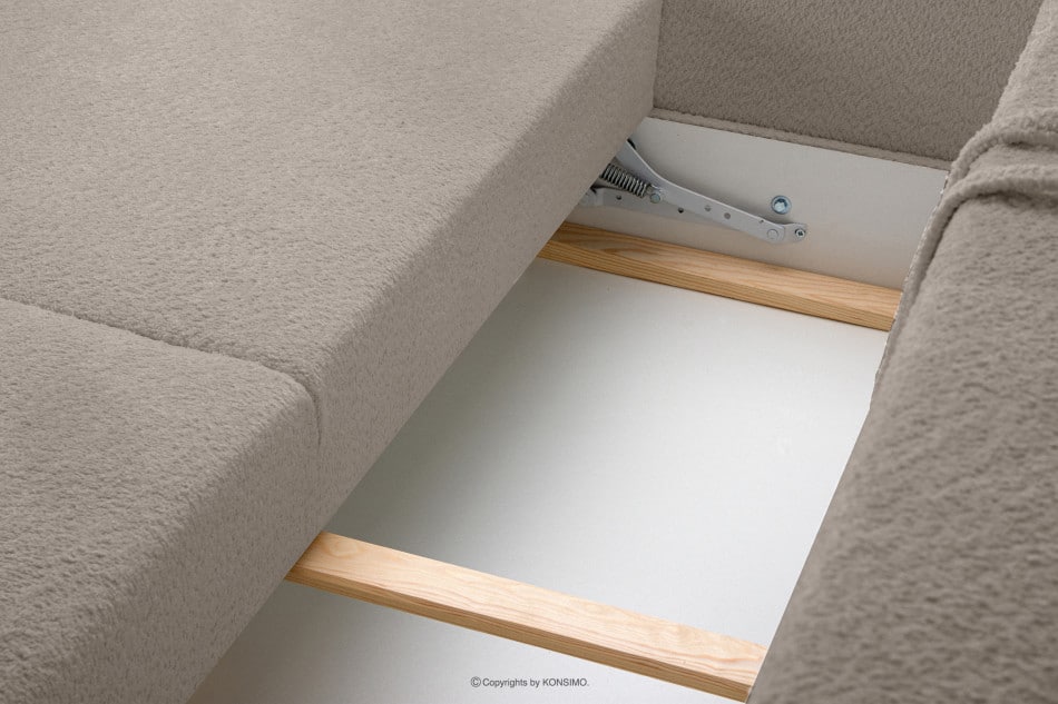 VISNA Skandynawska sofa w tkaninie baranek jasnobeżowa 220x79x95 cm - zdjęcie 6