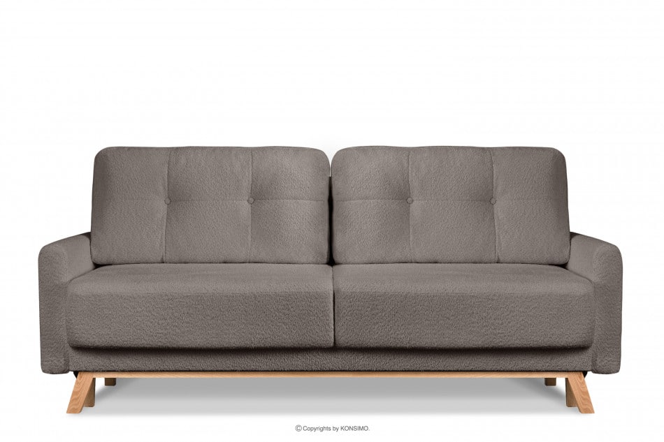 VISNA Skandynawska sofa w tkaninie baranek brązowa 220x79x95 cm - zdjęcie 0