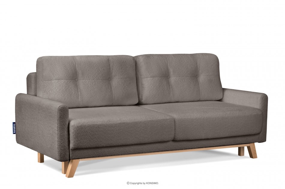 VISNA Skandynawska sofa w tkaninie baranek brązowa 220x79x95 cm - zdjęcie 2