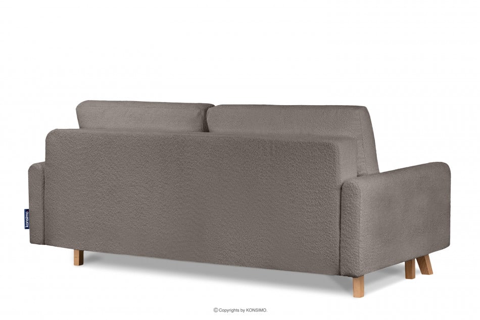 VISNA Skandynawska sofa w tkaninie baranek brązowa 220x79x95 cm - zdjęcie 3