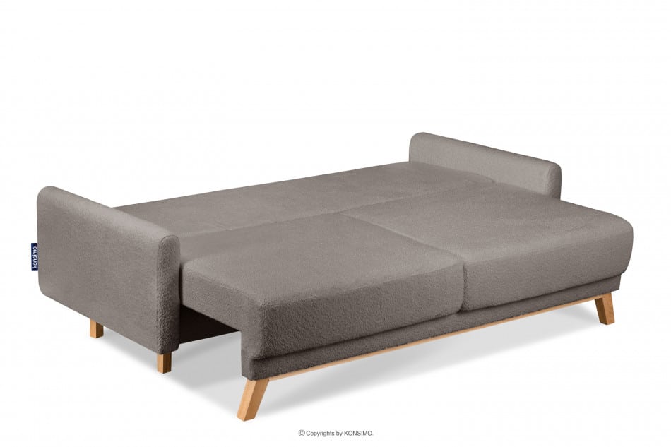 VISNA Skandynawska sofa w tkaninie baranek brązowa 220x79x95 cm - zdjęcie 4