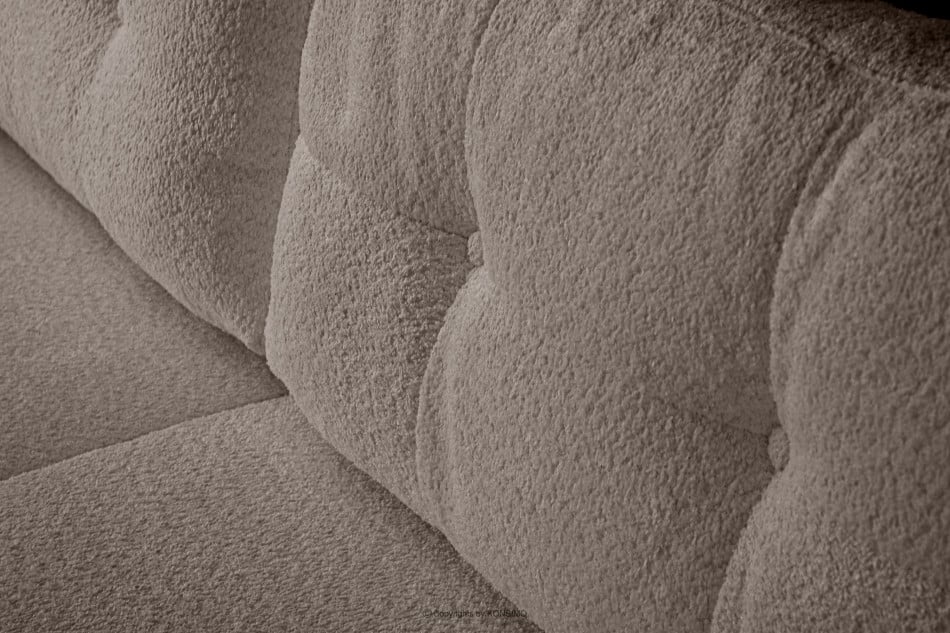 VISNA Skandynawska sofa w tkaninie baranek brązowa 220x79x95 cm - zdjęcie 5