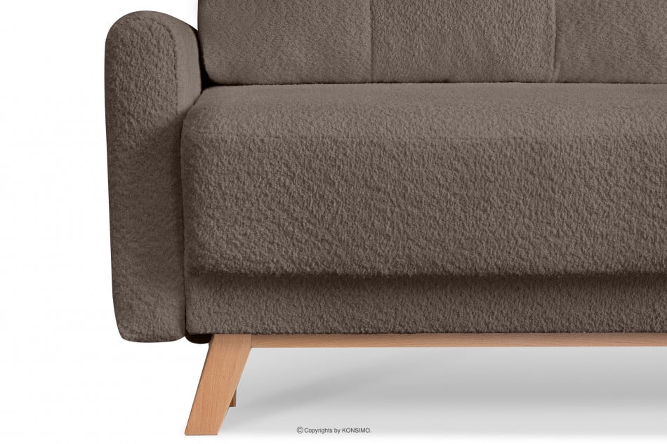 VISNA Skandynawska sofa w tkaninie baranek brązowa 220x79x95 cm - zdjęcie 8