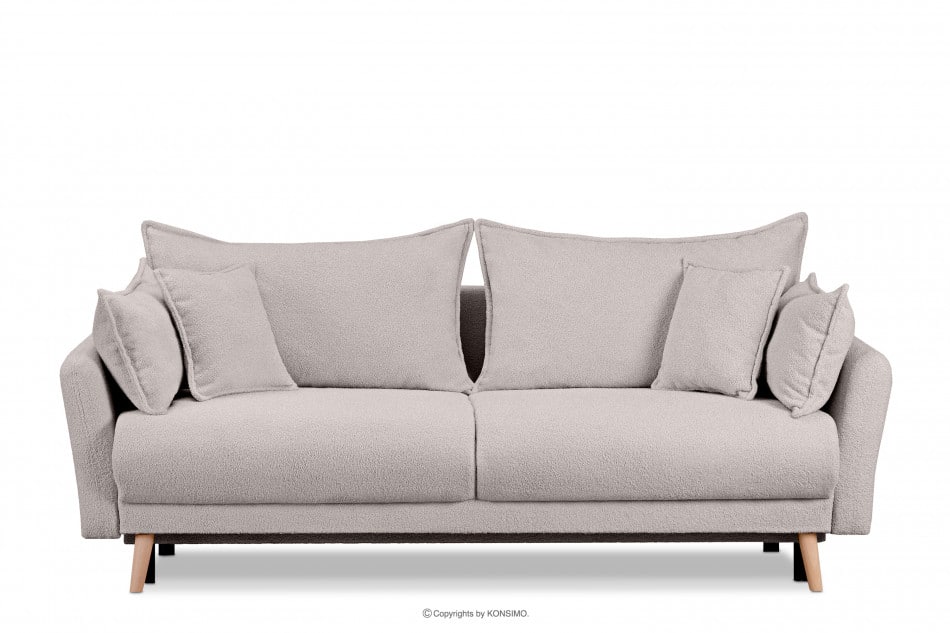 BELMOS Szara sofa z funkcją spania w tkaninie baranek 228x102x95cm - zdjęcie 0