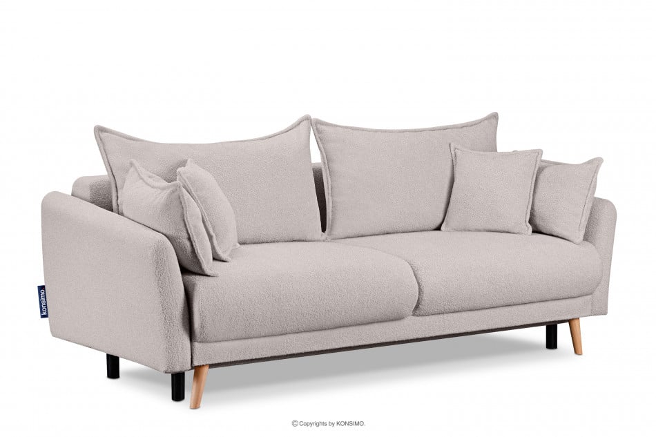 BELMOS Szara sofa z funkcją spania w tkaninie baranek 228x102x95cm - zdjęcie 2