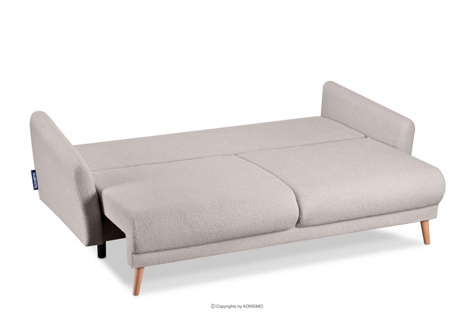 BELMOS Szara sofa z funkcją spania w tkaninie baranek 228x102x95cm - zdjęcie 4