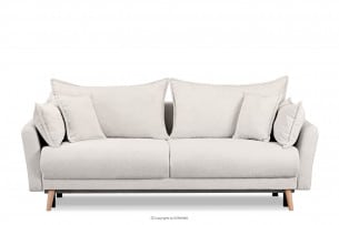 BELMOS, https://konsimo.pl/kolekcja/belmos/ Biała sofa z funkcją spania w tkaninie baranek biały - zdjęcie