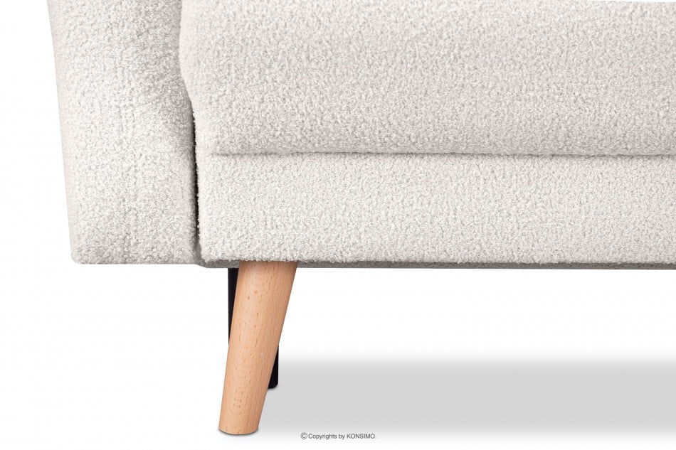 BELMOS Biała sofa z funkcją spania w tkaninie baranek 228x102x95cm - zdjęcie 6