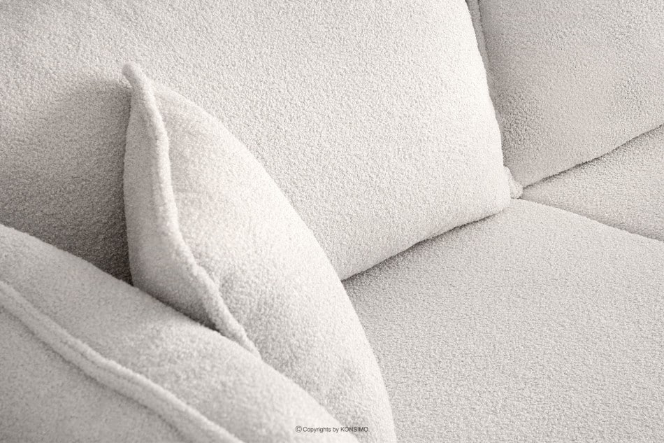 BELMOS Biała sofa z funkcją spania w tkaninie baranek 228x102x95cm - zdjęcie 8