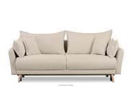 Kremowa sofa z funkcją spania w tkaninie baranek